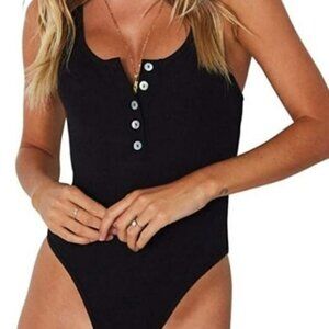 BLACK  RIBBED BODYSUIT